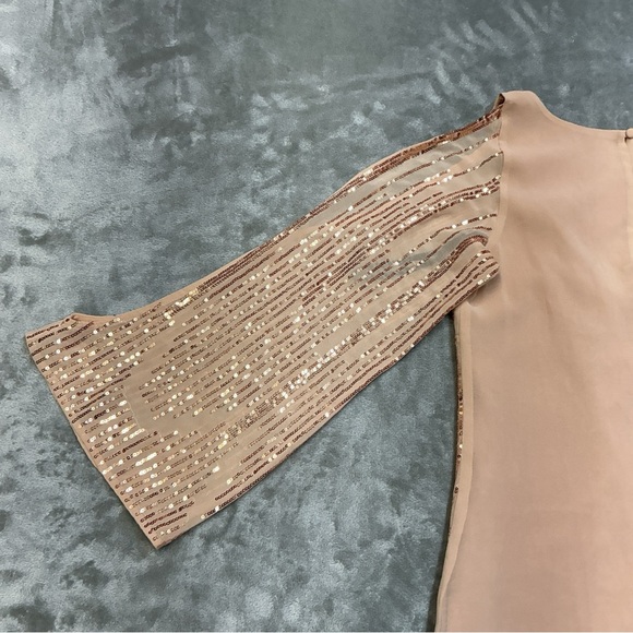 Bebe Sequin Peach Dress Arm cut outs womens XS - Picture 9 of 16